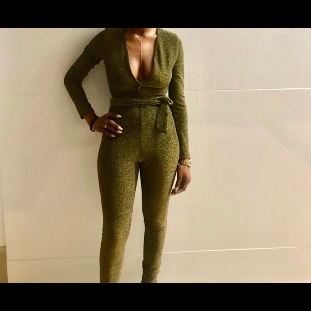 Fashion nova gold jumpsuit
